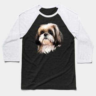 Shih Tzu Dog Portrait Baseball T-Shirt